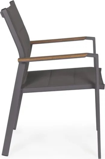 Sedie da esterno in alluminio con braccioli in legno e seduta in textilene Bizzotto Kubik - 4 pezzi