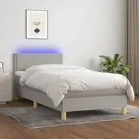 Letto a Molle Materasso e LED Grigio Chiaro 90x200 cm Tessuto cod mxl 63344