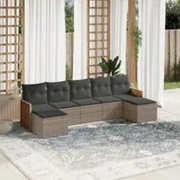 Set Divani da Giardino 7 pz con Cuscini Grigio in Polyrattan 3260317