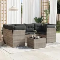 Set Divani da Giardino 7pz con Cuscini Grigio Chiaro Polyrattan 3217272