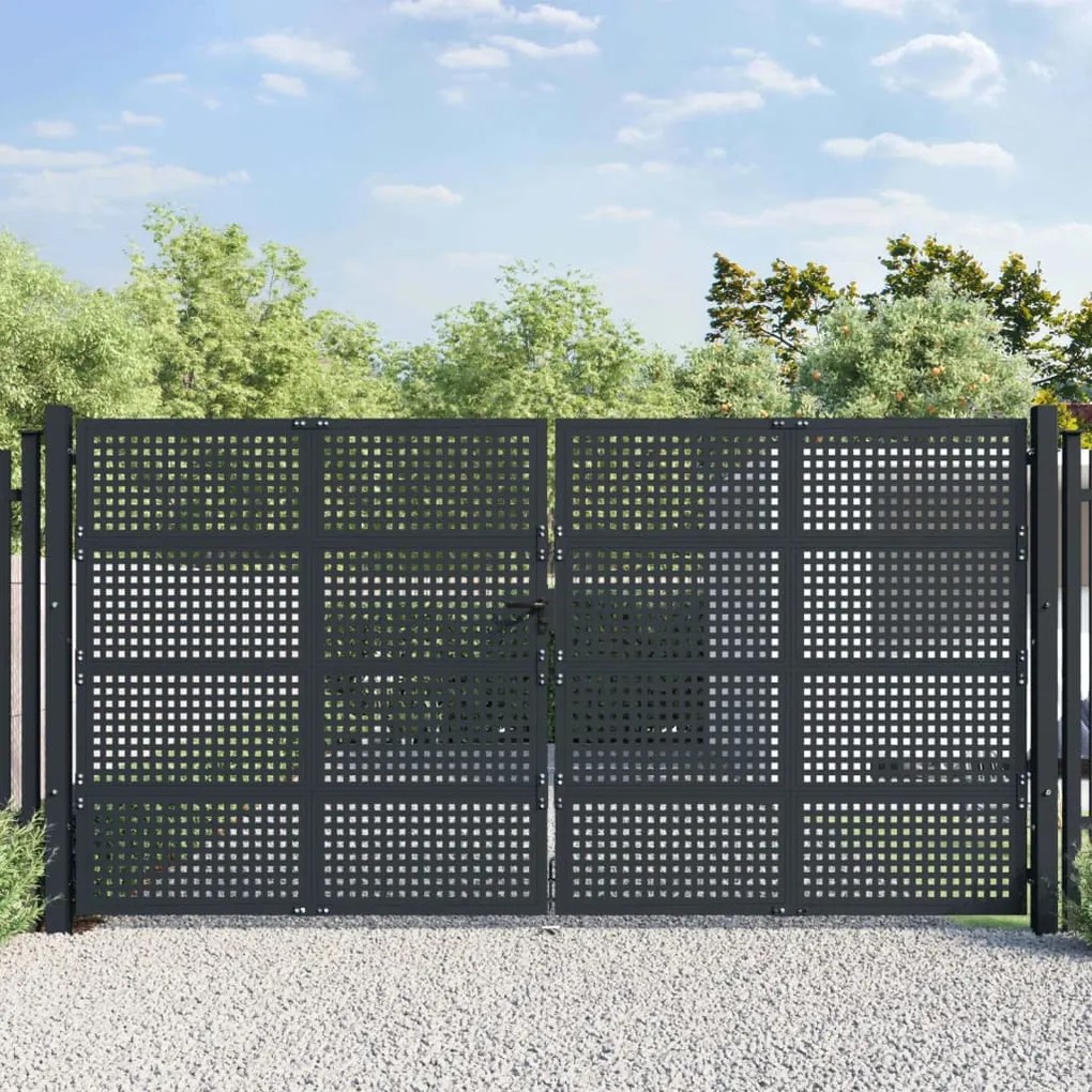 Cancello Giardino Antracite 400x175 Cm İn Acciaio /