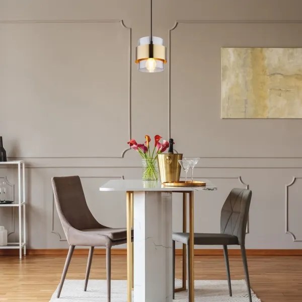 Globo 15560H - Lampadario a sospensione con filo MILEY 1xE27/60W/230V nero/ottone