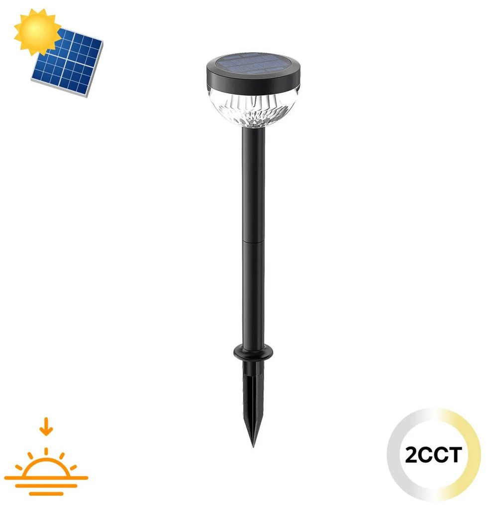 Lampada Solare da Giardino a Picchetto IP65 41cm CCT 120 lumen Colore Bianco Variabile CCT