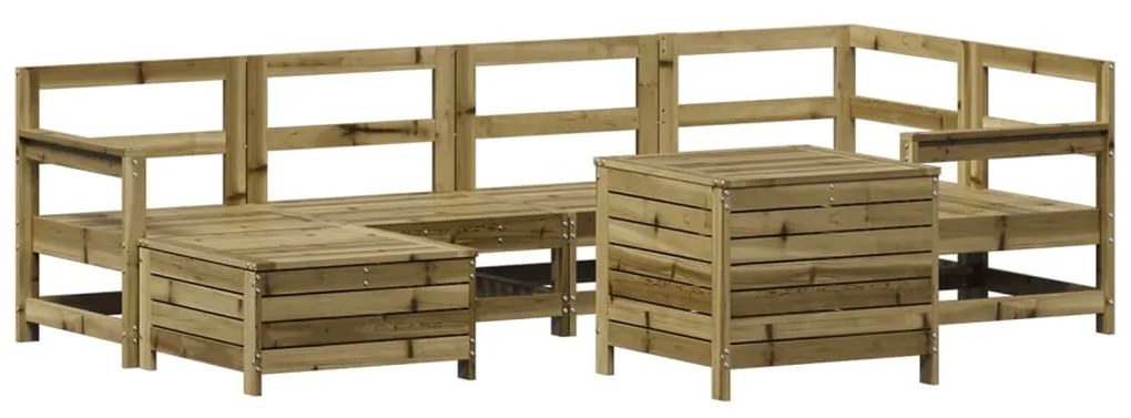 Set divani da giardino 7 pz in legno impregnato di pino