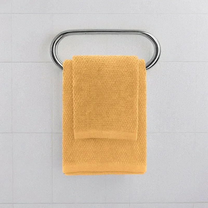 Set asciugamani bagno giallo per viso e ospite in cotone puro Spring
