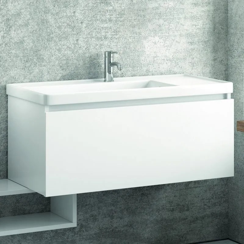 Composizione mobili bagno sospesa 100cm composta da mobile colonna specchio e pensile - KAMALU