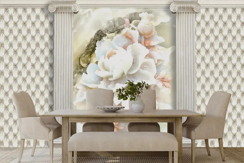 Carta da parati – Fiori di lusso tra colonne