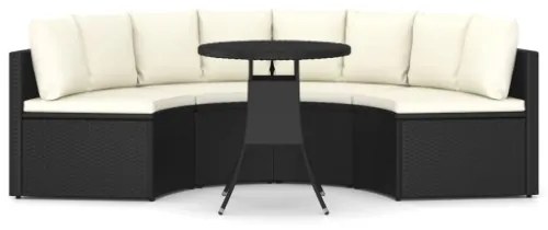 Set Divani da Giardino 5 pz con Cuscini in Polyrattan Nero