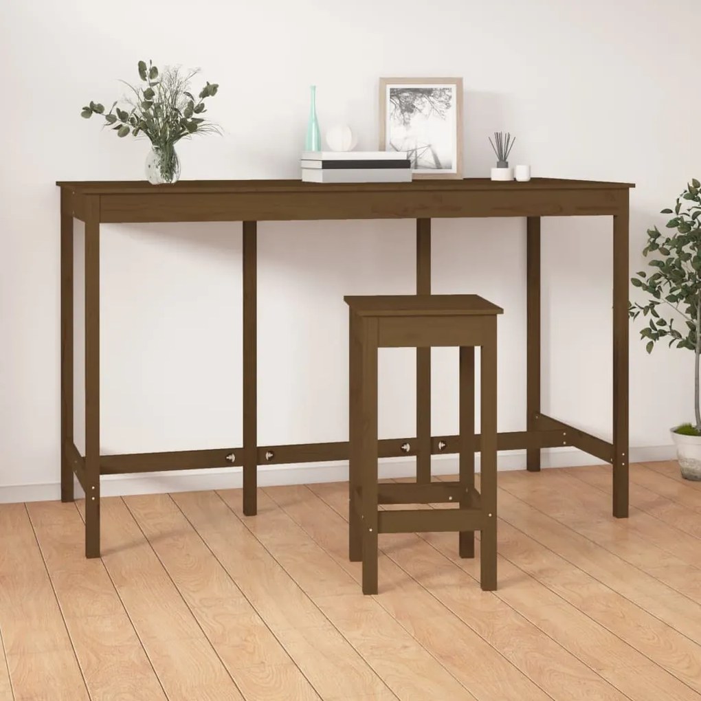 Tavolo da bar miele 180x80x110 cm in legno massello di pino