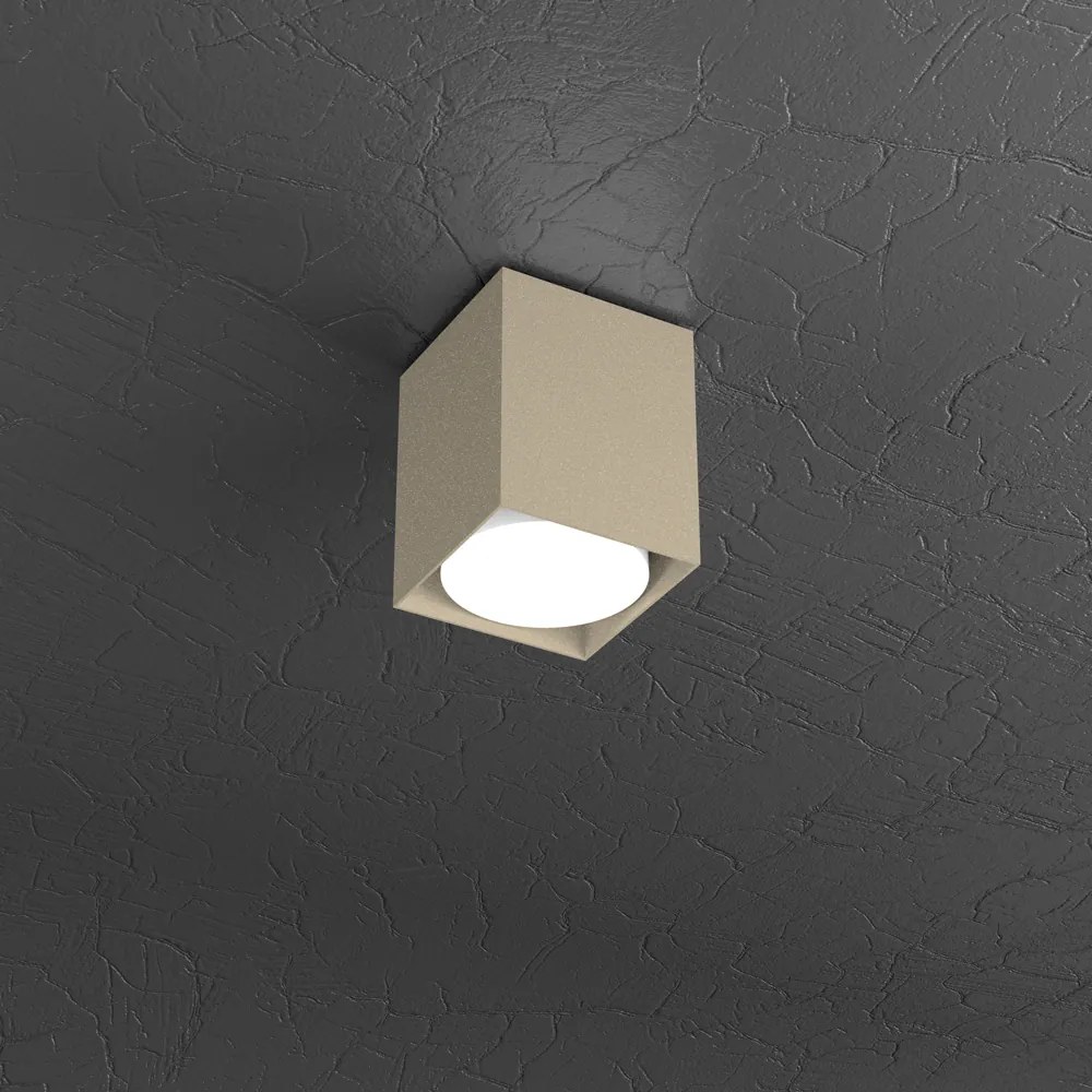 Plafoniera Moderna Cubica Plate Metallo Sabbia 1 Luce Gx53 10Cm