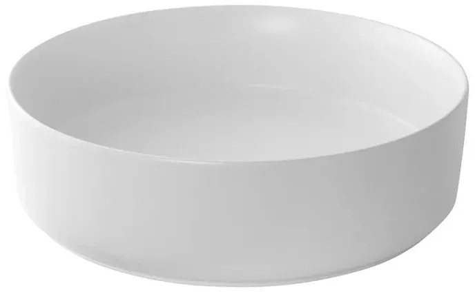 Lavandino da appoggio 40 cm design tondo in ceramica bianco opaco
