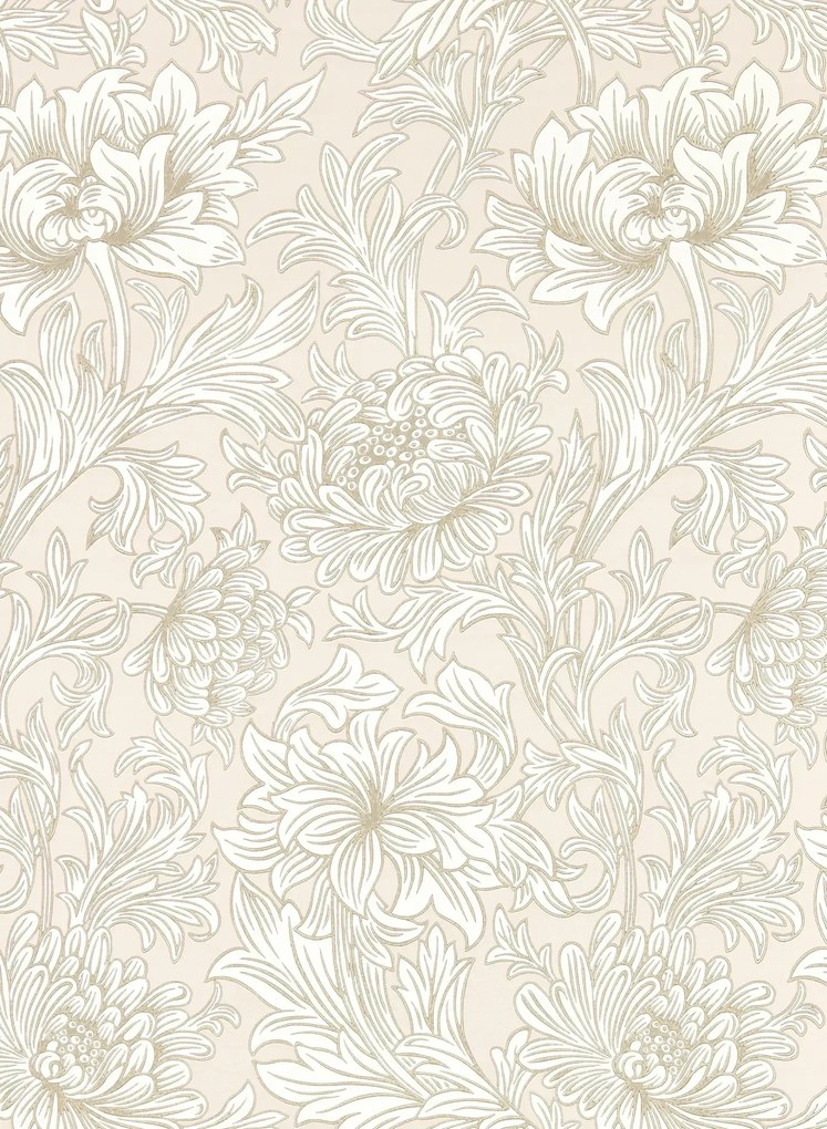 Morris & Co Carta da parati Simply Chrysanthemum Toile - Cochineal Pink