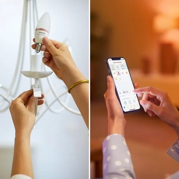 Set da 3 lampadine LED RGB dimmerabili Philips SMART C37 E14/4,9W/230V 2200-6500K