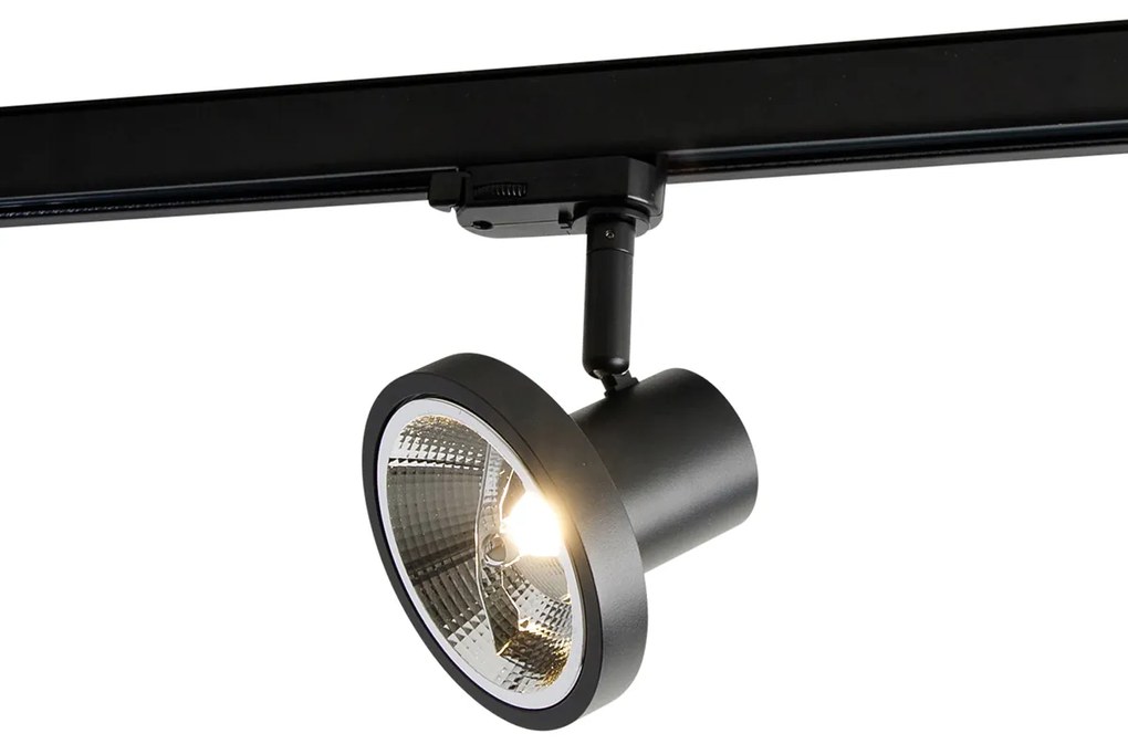 Sistema a binario con 3 faretti nero destro incl. LED trifase - Iconic Jeany