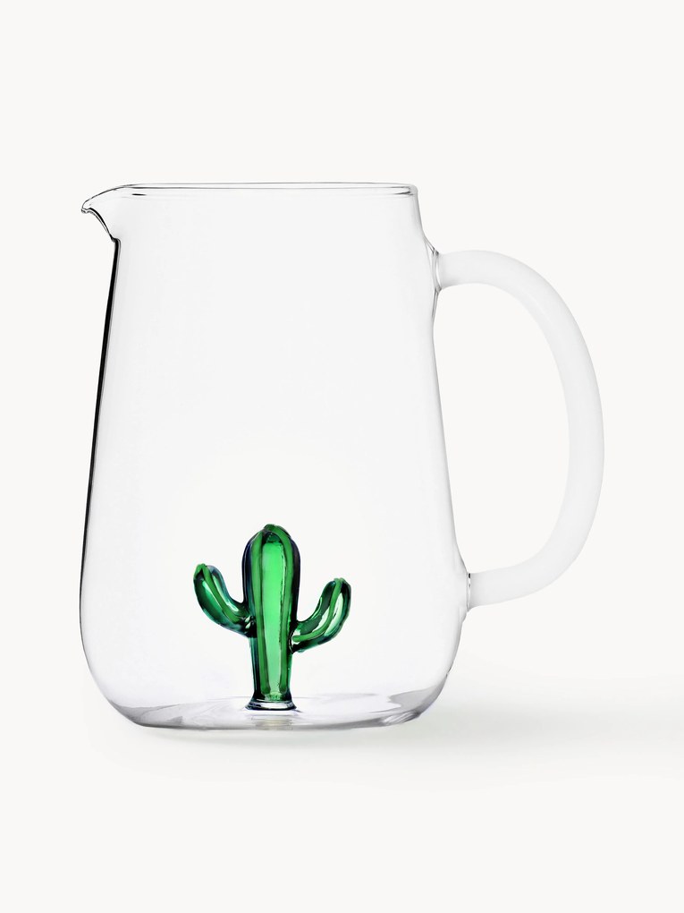 Caraffa in vetro borosilicato fatta a mano Cactus, 1.8 L