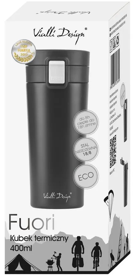 Termos da viaggio nero, 400 ml Fuori - Vialli Design