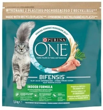 Cibo per gatti Purina One Bifensis Indoor Formula Tacchino 1,5 Kg