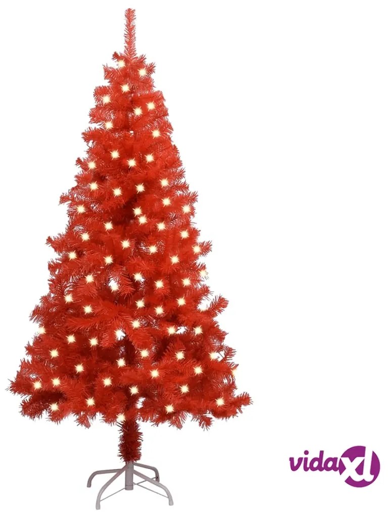 vidaXL Albero di Natale Preilluminato con Supporto Rosso 120 cm in PVC