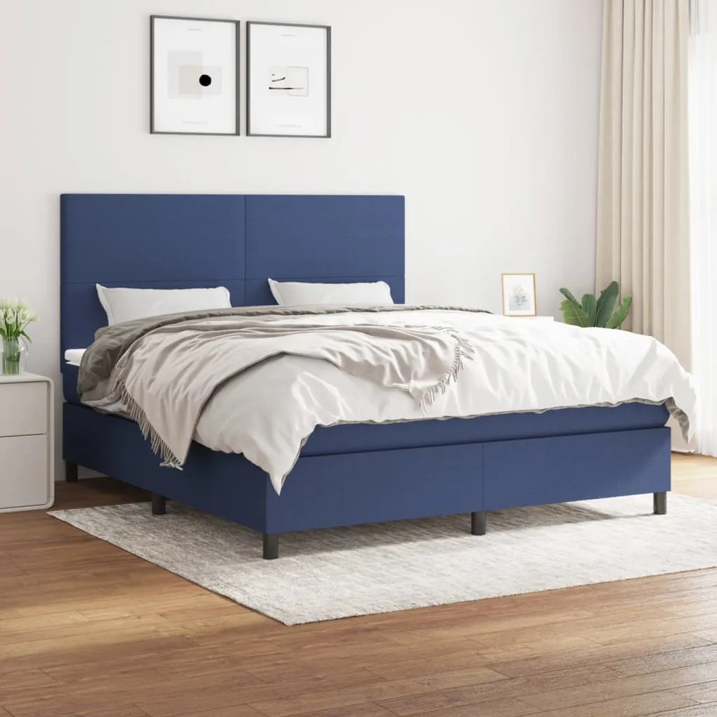 Giroletto A Molle Con Materasso Blu 160x200 Cm İn Tessuto /