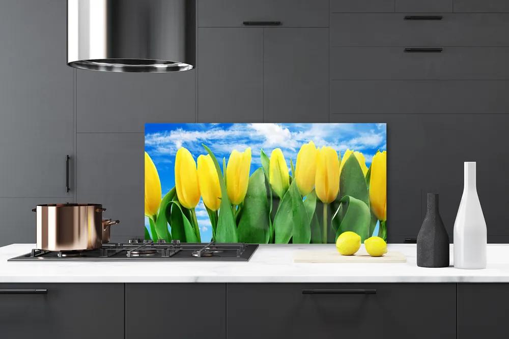 Pannello cucina paraschizzi Fiori di tulipani 100x50 cm