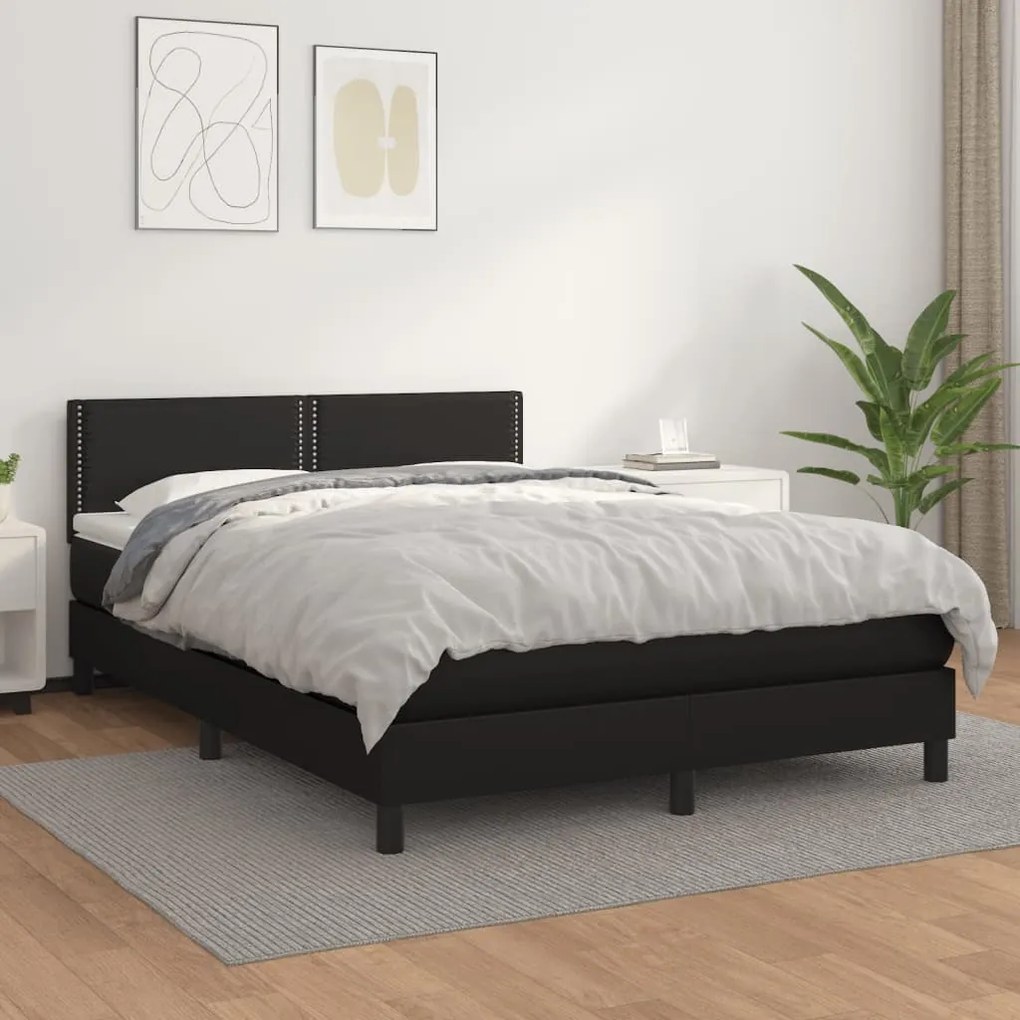 Giroletto A Molle Con Materasso Nero 140x190 Cm İn Similpelle /