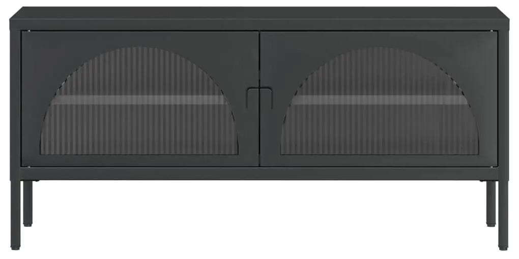 Mobile porta tv nero 105x35x50 cm vetro e acciaio