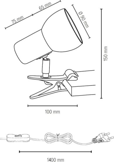 Spot-Light 2224174WKB - Lampada con clip SVENDA 1xE27/60W/230V