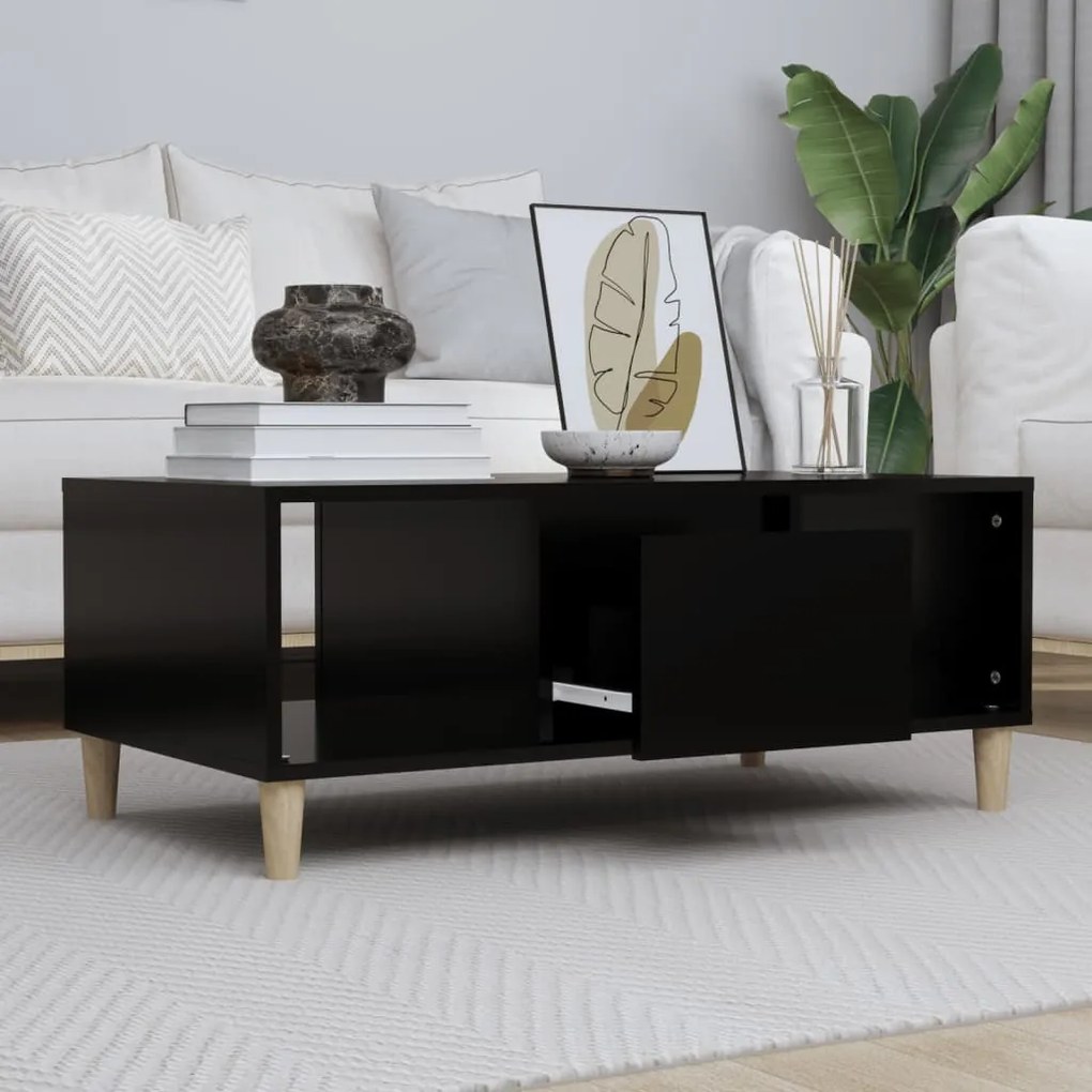 Tavolino Da Salotto Nero 90x50x36,5 Cm İn Legno Multistrato /