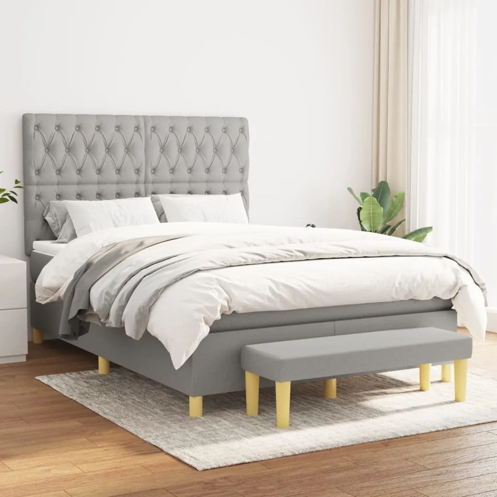 Giroletto A Molle Con Materasso Grigio Chiaro 140x200cm Tessuto /
