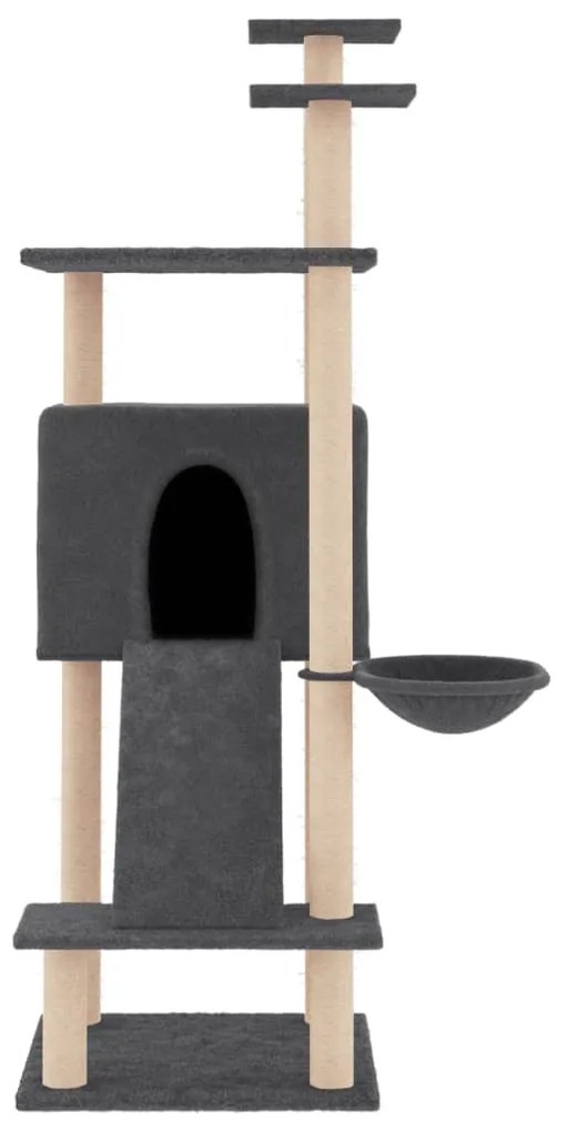 Albero per gatti con tiragraffi in sisal grigio scuro 153 cm