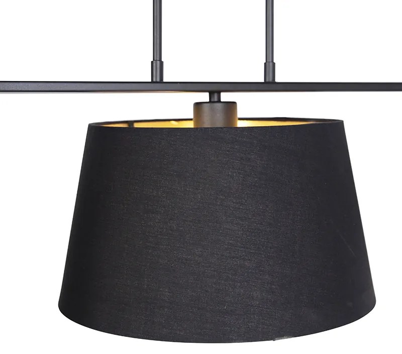 Lampada a sospensione con paralumi in cotone nero e oro 32 cm - Combi 3 Deluxe