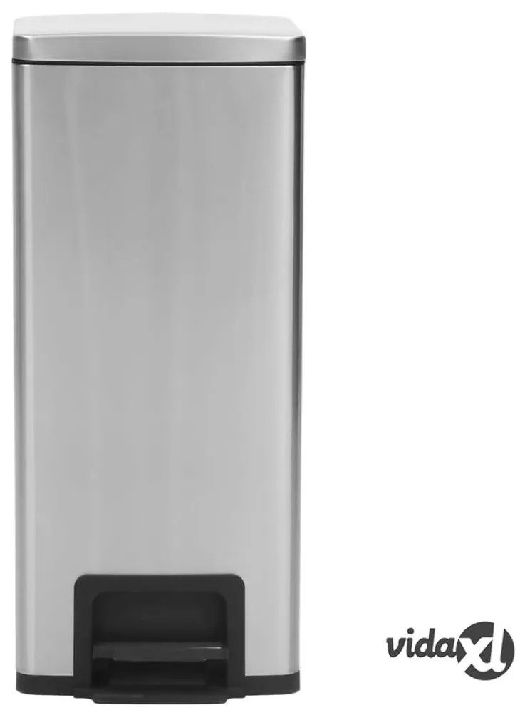 vidaXL Pattumiera a Pedale Anti-Impronte 30 L Argento in Acciaio Inox