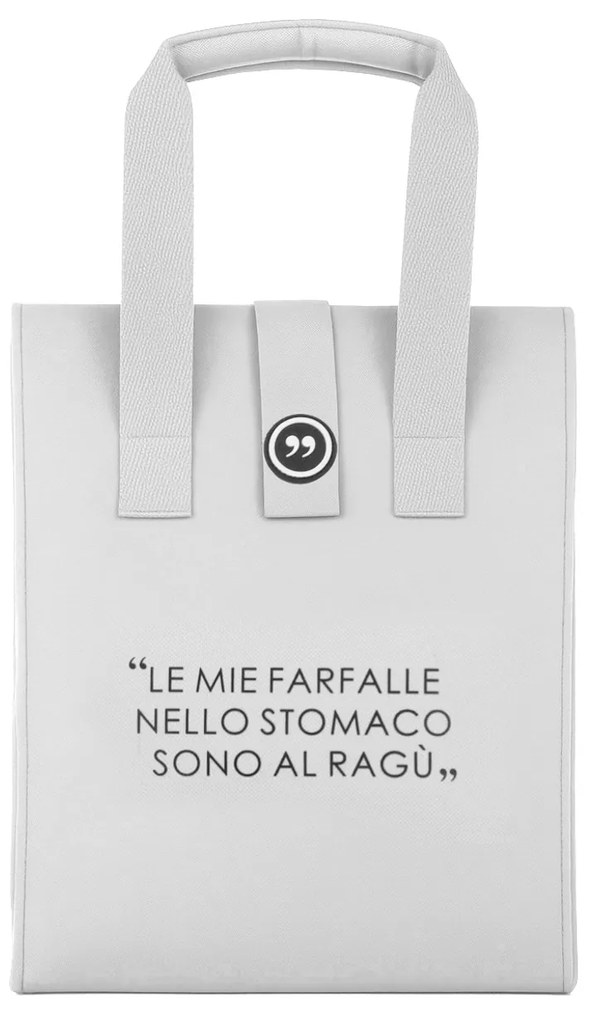 Borsa porta pranzo termica 12 L grigo chiaro con scritta
