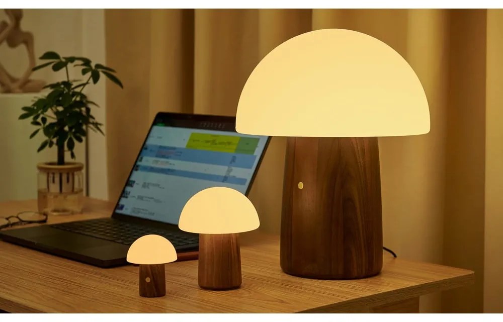 Lampada da tavolo LED bianca/colore naturale scuro (altezza totale 7 cm) Alice Mushroom – Gingko