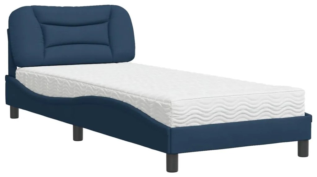 Letto con materasso blu 90x190 cm in tessuto