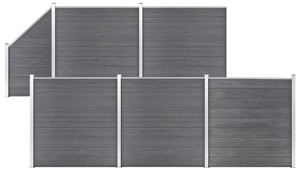 Pannelli Recinzione Wpc 5 Quadrati 1 Inclinato 965x186 Cm Grigi /