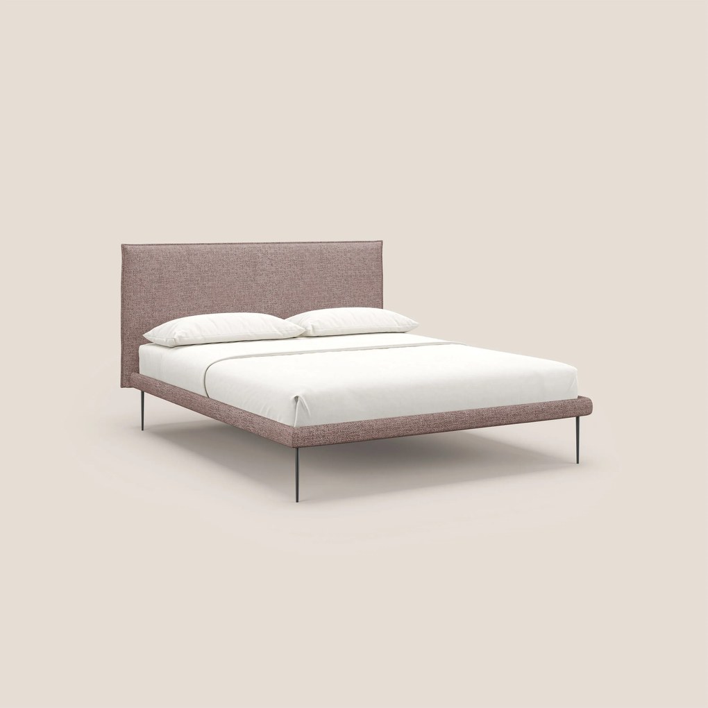Theo letto imbottito moderno sfoderabile con piedi alti in metallo in tessuto impermeabile T10 rosa