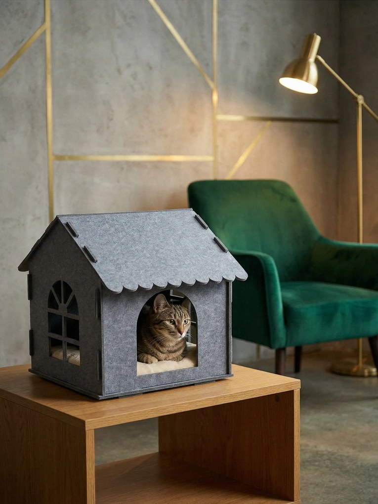 Sinsay - Casetta in feltro per animali - grigio scuro