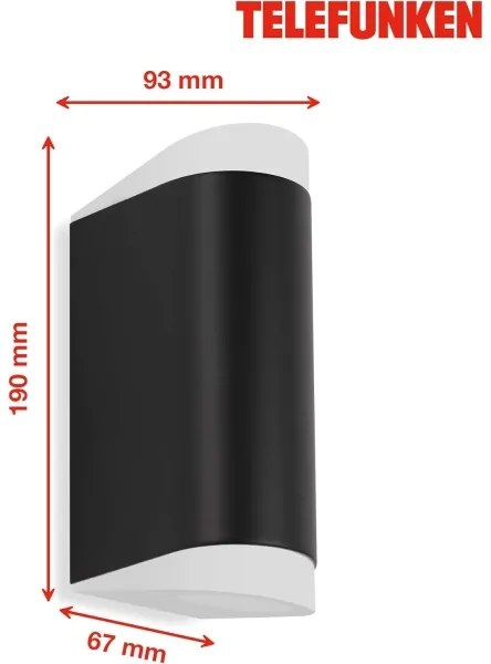 Telefunken 314905TF - Applique a LED da esterno 2xGU10/5W/230V IP44 nero