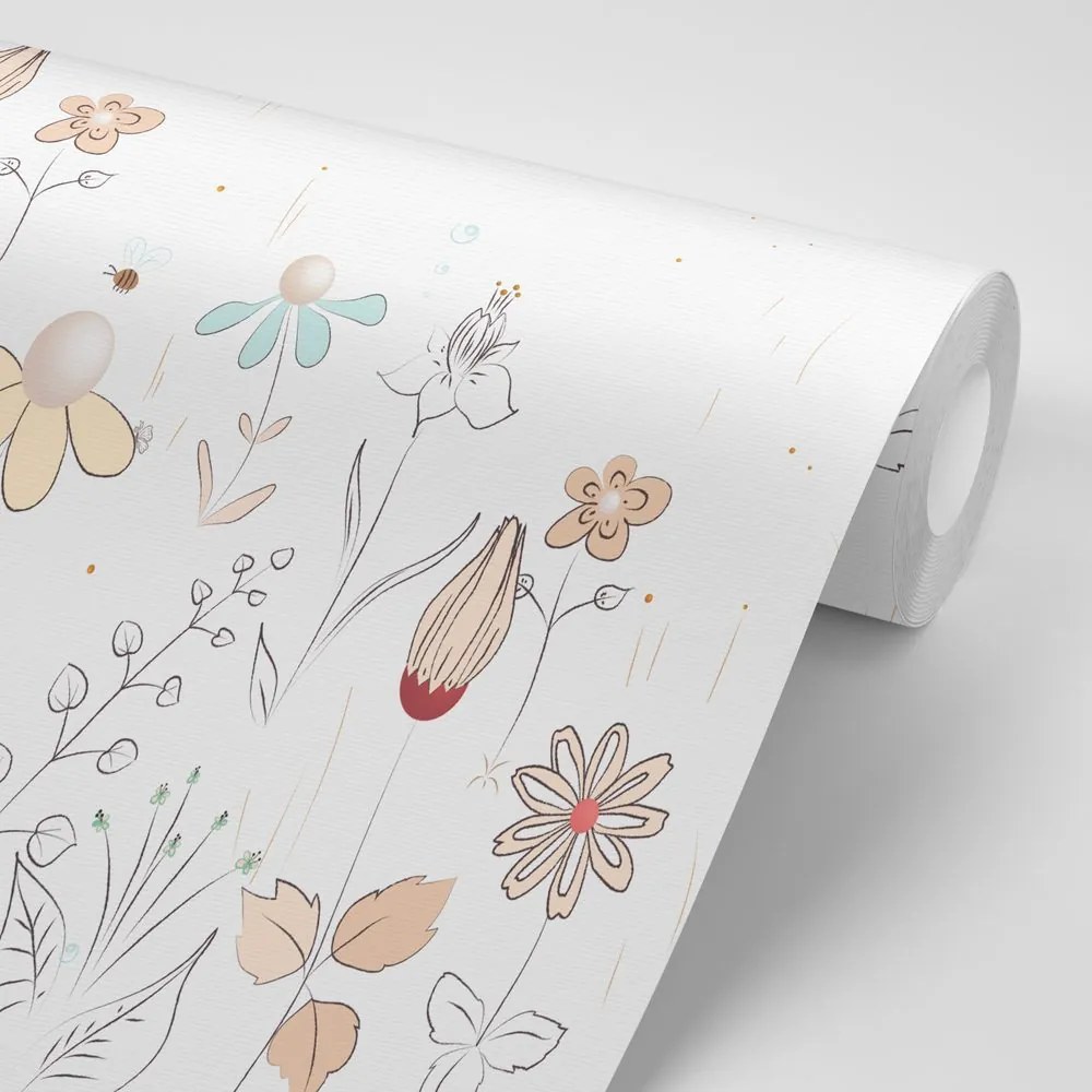Carta da parati – Prato delicato in bianco