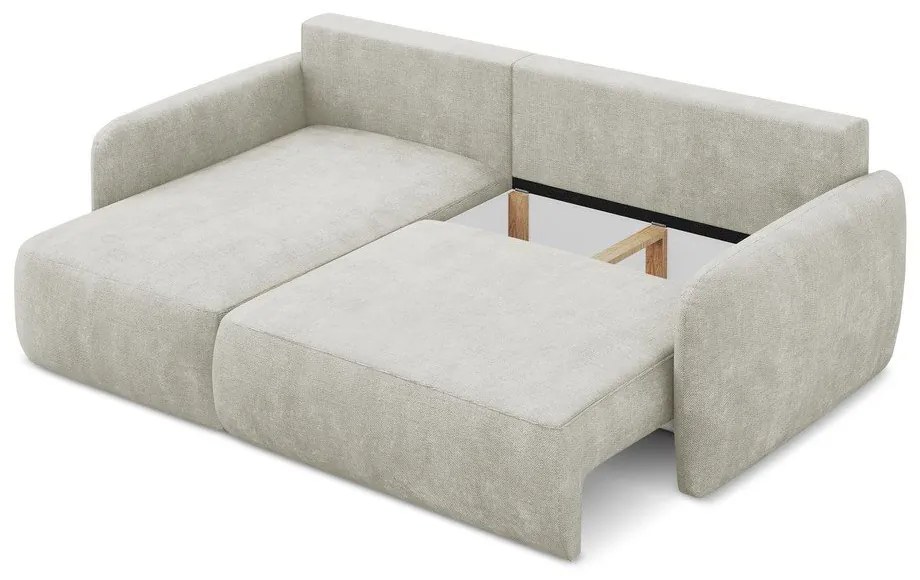 Divano angolare color crema allungabile/con contenitore (con penisola a sinistra/con chaise lounge) con rivestimento in ciniglia Lilo – Makamii