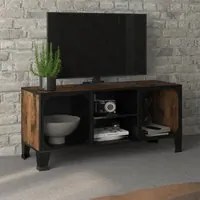 Mobile Porta TV Marrone Rustico 105x36x47 cm in Metallo e MDF cod mxl 15626