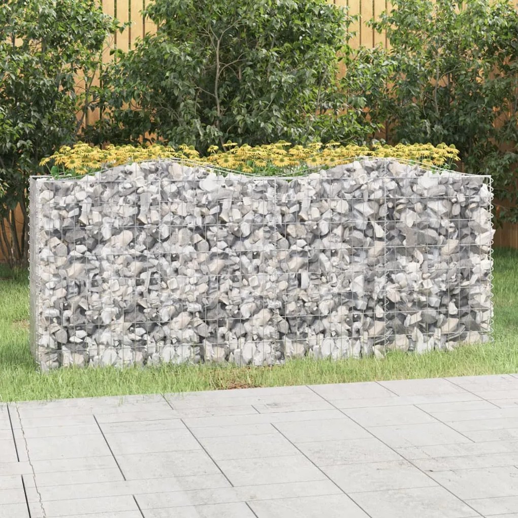 Gabbione Ad Arco Con Letto Rialzato 200x50x100 Cm Ferro Zincato /