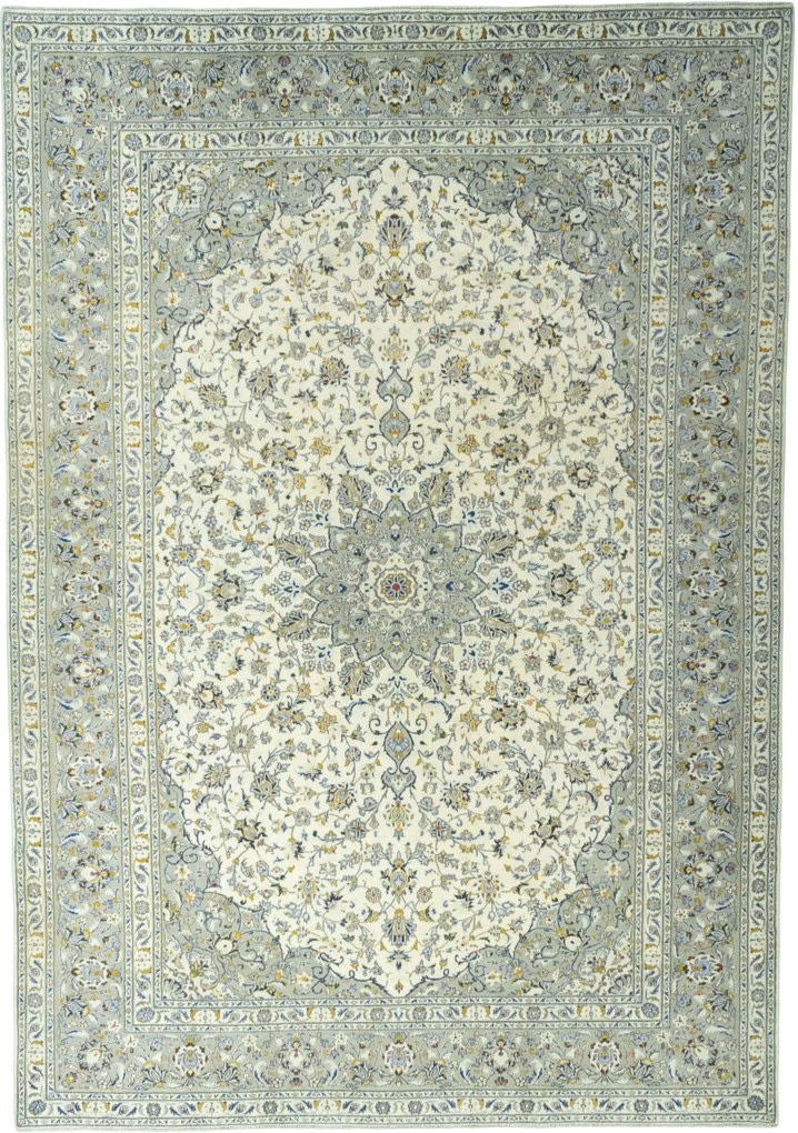 Kashan Tappeto 250x360 Beige (Iran) Annodato A Mano