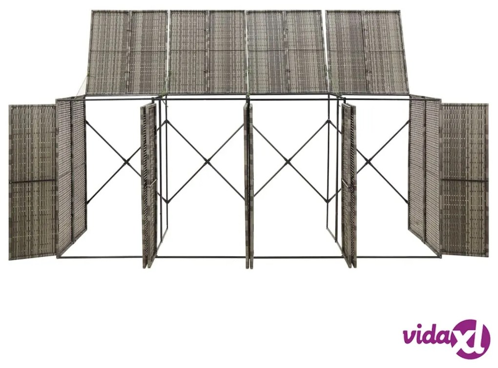 vidaXL Copribidone Quadruplo Grigio 274x80x117 cm in Polyrattan