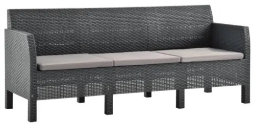 Set Divani da Giardino 2 pz con Cuscini in Rattan PP Antracite