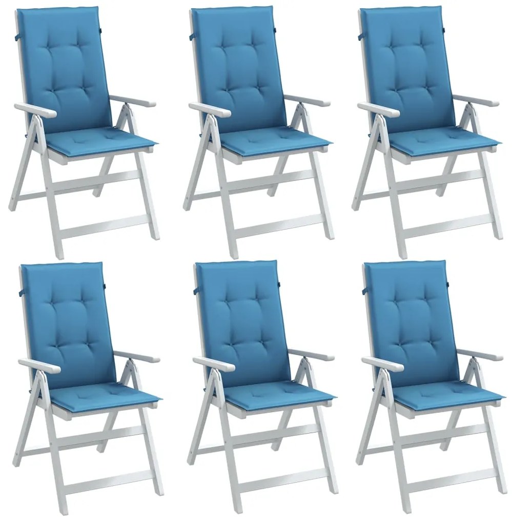 Cuscini Sedia Schiena Alta 6 Blu Mélange 120x50x4 Tessuto /