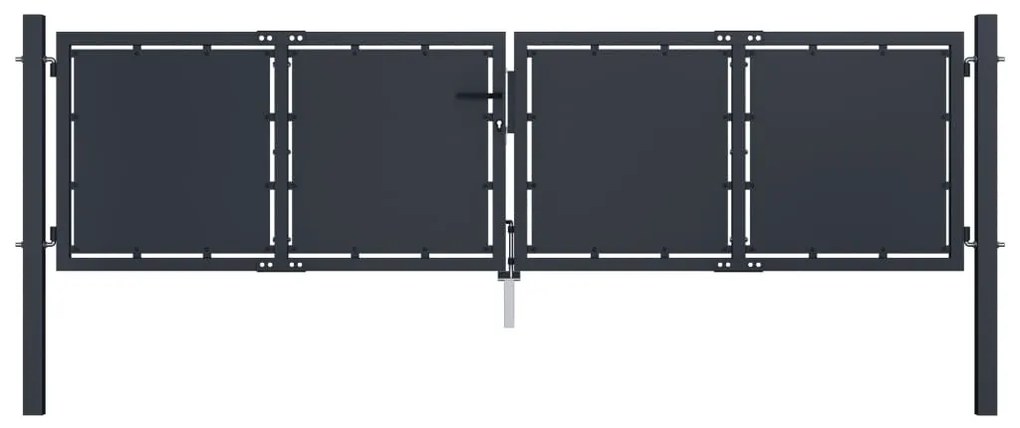 Cancello Per Giardino İn Acciaio 300x75 Cm Antracite /