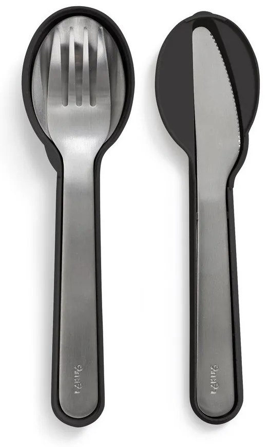 Set di posate da viaggio nero/argentato in acciaio inox 3 pz To Go – Lékué