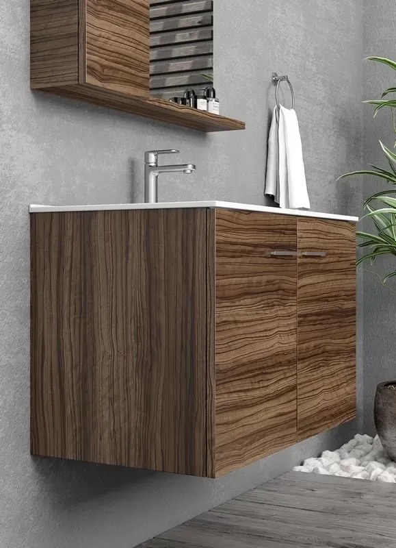 Mobile bagno sospeso da 90cm con 2 ante BT-90 - KAMALU